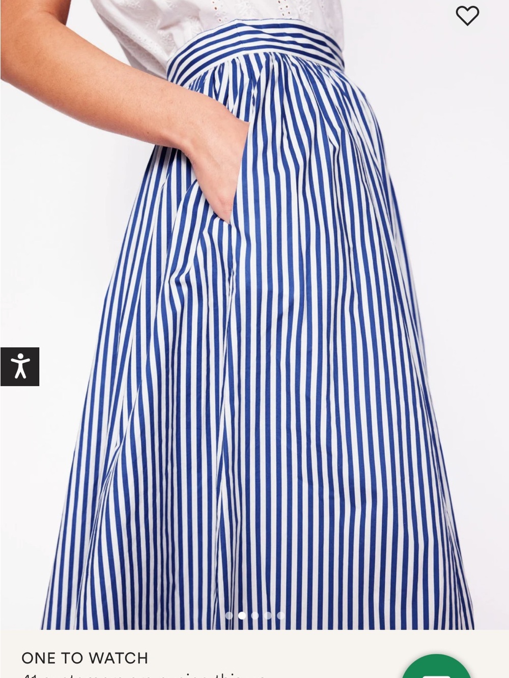Boden Blue and White Striped A-Line Midi Skirt - Picture 5 of 5